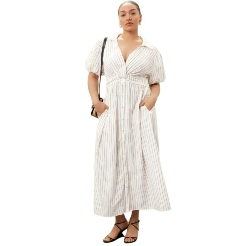 Derek Lam 10 Crosby Maya Twist Front Shirt Dress White Size 42
